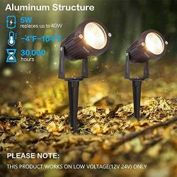 ZUCKEO 5W LED Landscape Spotlight 12V 24V Low Voltage Garden Light COB Outdoor Decorative Light Landscape Lights Low Voltage Lighting for Patio Garden Pathway Warm White (6 Pack)