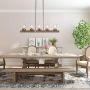 LNC Kitchen Light Fixtures, Farmhouse Chandelier Over Island in Rustic Wood and Metal, Glass Pendant for Dining Room