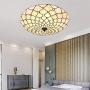 Tiffany Ceiling Light Chandelier Stained Glass Lamp Handmade Flush Mount Fixture Vintage Lighting for Bedroom, Dining Room E26 Bulbs (Lattice)