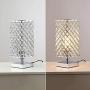 Square Modern Decorative Chrome Crystal Bedside Table Lamp, Crystal Silver Square Bedside Nightstand Desk Light for Living Room Bedroom Decorative Dining Room