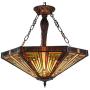 Capulina Tiffany Dining Table Lights, 3-Light Hanging Tiffany Style Lamp, 22 Inch Wide Stained Glass Dining Room Lights, Pendant Lights, Mission Style Tiffany Hanging Light