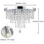 WIFUME Crystal Chandelier, Modern Chandeliers Lighting Fixture, 5 Lights Elegant Flush Mount Ceiling Light for Hallway, Kitchen, Dining Room, Bedroom, Living Room, Wide15.8''