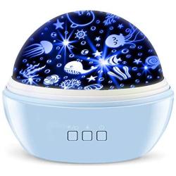 Star Projector Sky Night Lamp, MOKOQI Starry Sky/Ocean World 2-in-1 Lighting Night Lights, Rotating Projection 8 Colors Changing Lamps for Bedrooms Nursery Baby Gifts (Blue)