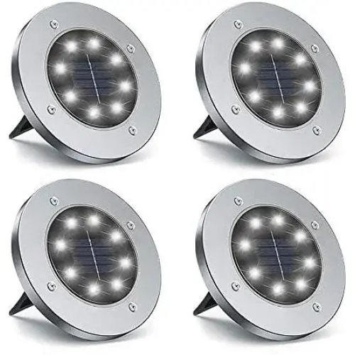 Solar Lights for Outdoor Garden, Garden Deck Solar Disk Lights Waterproof, Solar Garden Ground Lights Outdoor Walkway Deck for Yard Driveway IP65 Waterproof, 6000K Cold White Solar Landscape Light (4) Solar Lights for Outdoor Garden, Garden Deck Solar Disk Lights Waterproof, Solar Garden Ground Lights Outdoor Walkway Deck for Yard Driveway IP65 Waterproof, 6000K Cold White Solar Landscape Light (4)