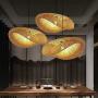 Bamboo Pendant Light for Kitchen Island, Dining Room Lighting Fixtures Hanging Lamp, Creative Rattan Chandelier Bird Nest Lampshade for Bar Cafe Living Room(with no Bulb)