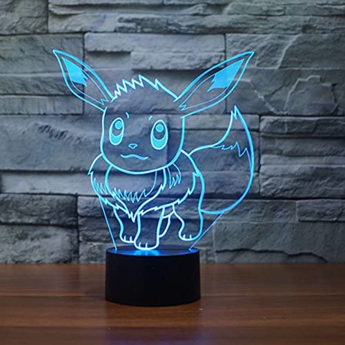 Pokemon Go Eevee 3D Night Light 7 Color Change LED Desk Lamp Touch Button Room Decor