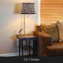 Brightech Madison w. Wireless Charging Station & USB Port - Narrow Nightstand in Mid Century Modern Style with Built in LED Lamp - End Table & Attached Reading Light for Living Rooms - Classic Black