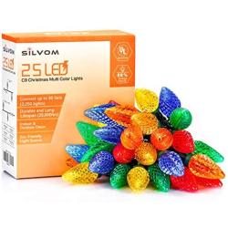 Silvom Multicolor Christmas Lights, 25 LED C9 String Lights, 16ft Xmas Lights, 120V UL Certified Indoor & Outdoor String Lights for Halloween, Christmas, Easter, Wedding, Party, Holiday Decoration