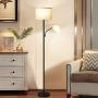 Miceshu Floor Lamps for Bedroom, 68'' Tall Modern Standing Adjustable Side Reading Lamp, LED Fabric Shade Industrial Lamps with 1.8m Cable for Living Room, Apartment, Office Standing Lamp