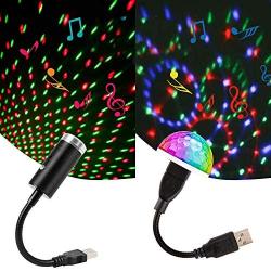 Sound Activated USB Star Light with Mini Disco Light, Aevdor Car Star Roof Lights, Adjustable Romantic Car Interior Lights, Portable USB Night Light Decorations for Car, Party, Ceiling, Bedroom