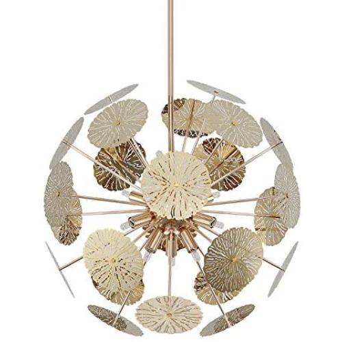 Fivess Lighting 12-Light Modern Sputnik Chandelier Gold with Bulbs, Adjustable Rods Globe Pendant Lighting Fixture for Dining Room Kitchen Island Foyer Farmhouse