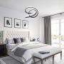 Modern LED Pendant Light, Chic Irregular Ring Chandelier Contemporary Adjustable Hanging Light for Living Dining Room Bedroom, 32W 4000K Neutral White, Matte Black