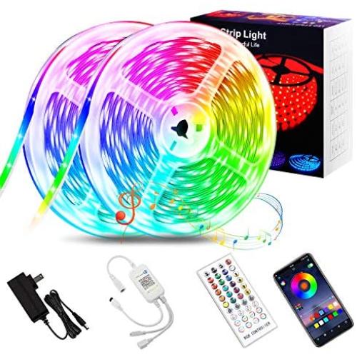 Shotory Led Lights for Bedroom, Bluetooth APP Control Color Changing LED Strip Lights, Music Sync, Waterproof 5050 LED Lights 32.8ft for Party, Home, Game Room, Kitchen