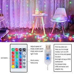 SUPERNIGHT Window Curtain String Lights, Color Changing Twinkle Star LED Fairy Lighting Waterproof for Wedding Party Home Garden Bedroom Outdoor Indoor Decorations (9.8 x 9.8 ft, 300LEDs, RGB)