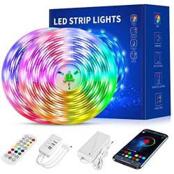 100ft LED Strip Lights, Ultra-Long Bluetooth APP Control LED Light Strip with Remote,5050 RGB LED Lights for Bedroom,Music Sync Color Changing DIY for Room,Home,Kitchen, Party Christmas (82.5FT)