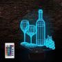 EEEKit 3D Night LED Light Lamp Base + 1 Wine Bottle Acrylic+ Remote Control + USB Cable Adjustable 16 Colors Decorative Lights for Birthday Gift Bedroom Child Room Valentine Living Room Bar