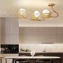 LITFAD 3 Lights Egg Hanging Chandelier Creative LED Hanging Ceiling Light Fixture Modern Milk Glass Pendant Lamp with Metal Nest for for Living Room Bedroom Restaurant Cafe