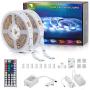 Sunity LED Strip Lights 32.8ft for Bedroom, with 8.2ft Long Power Cord, 44 Keys Remote Control, and 300 Bright 5050 RGB LEDs for DIY House/Kitchen/Ceiling/Bedroom Decoration