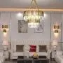Modern Double Layer Crystal Chandelier,10-Lights Wrought Iron Plating Pendant Light Fixture,Round Luxury Chandelier,E12 Ceiling Light for Dining Room