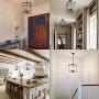 Farmhouse Chandelier 4-Light Vintage Lantern Black Pendant Light Fixture Iron Cage Hanging Light for Kitchen Island Dining Room Hallway Foyer Entryway