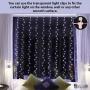 SINAMER White Curtain Light for Bedroom, 6.56ft x 9.8ft 300 LED String Light with 16 Hooks, 8 Lighting Models Remote Control, Window Fairy Light with USB for Wedding Party Garden Indoor Decorations