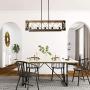 Kitchen Island Lighting, 5-Light Dining Room Chandelier Farmhouse Light Fixtures Wood Pendant Lighting for Living Room,Foyer,Bars
