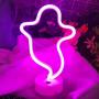 iceagle Ghost Light Neon Signs Neon Lights for Wall Decor,USB or Battery LED Signs for Bedroom, Decorative Neon Light Sign for Christmas,Birthday Party, Living Room, Girls,Kids Room（Ghost Pink）