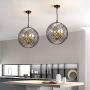 Maxax Crystal Chandeliers 4 Lights Pendant Lighting for Dining Room, Living Room, Foyer, Lobby, Hallway(4 Light Black&Gold)