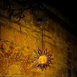 Amugmilk Hanging Solar Lights Outdoor Decorative Lantern,Garden Waterproof Sunflower Metal LED Lamp for Walkway,Yard,Lawn,Patio Decor