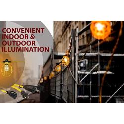 Construction Lights, Work Lights, String Light, String Lights Construction, Temporary Lighting, 100 Foot String with 10 Medium Base Sockets Indoor and Out-Door