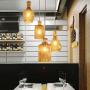 FL-61489AB Crystal Glass Pendant Lamps, Height Adjustable Chandeliers with 4-Light, Amber Single Head Hanging Lamps for Kitchen Island, Living Table, Dining Table (Amber)