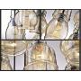 Rectangle 8 Lights Vintage Kitchen Island Cognac Glass Chandelier Pendant Lighting Fixture, Black Finish Flush Mount Ceiling Lights for Island, Dining Room, Cafe, Bar