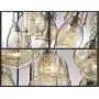 Rectangle 8 Lights Vintage Kitchen Island Cognac Glass Chandelier Pendant Lighting Fixture, Black Finish Flush Mount Ceiling Lights for Island, Dining Room, Cafe, Bar