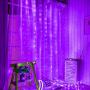 Halloween 300LED Curtain String Lights Purple Window Lights Remote Timer for Wall Backdrop Wedding Party Bedroom Garden Outdoor Indoor Decor(Purple)