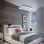 Royal Pearl Modern LED Pendant Light Dimmable Comtemporary Chandelier Adjustable 1 Square Pendant Lighting for Living Room Dining Room Kitchen, Cool White 6000K, Silver