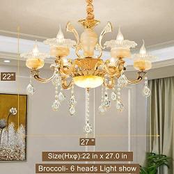 Panghuhu88 Crystal Classic Chandelier Modern Contemporary Chandelier European Ceiling Pendant Lights for Dining Room Living Room Hotel, E12 Bulbs Required (6 Blub)