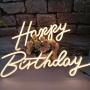 Happy Birthday Neon Lights Signs for Wall Decor, Night Lights for Baby Shower Decorations, Backdrop, Photo Prop, Gender Reveal LED Tube Sign for Decoration Warm White 22.8X7.8 & 16.5X8.3Inches