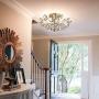 3 Lights Ceiling Light Fixture Silver Crystals Chandelier, Modern Design Flush Mount Ceiling Light Suitable for Hallway, Entryway, Bedroom and Living Room