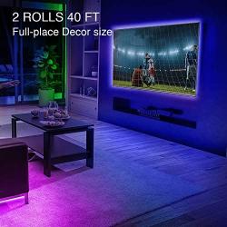 Phopollo Led Lights 40ft RGB Color Changing 180 LEDs with Power Supply and Remote for Bedroom