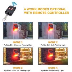 LINGSFIRE Solar Alarm, Solar Alarm Light with Motion Sensor, 129 Decibels Siren Sound Alert and 8 LEDs Flash Warning of Alarm Sensor Strobe Security Alarm System for Farm Home Outdoor Yard