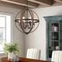 Riomasee Orb Chandeliers 6-Light Rustic Farmhouse Chandelier Lighting Stardust Finish Dining Room Lighting Fixtures Hanging for Foyer,Dining,Living Room