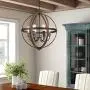 Riomasee Orb Chandeliers 6-Light Rustic Farmhouse Chandelier Lighting Stardust Finish Dining Room Lighting Fixtures Hanging for Foyer,Dining,Living Room