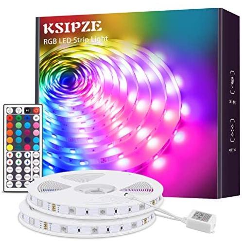 KSIPZE RGB Led Strip Lights 65.6ft Color Changing with Remote for Bedroom, Room Lighting, Kitchen, Home, Party