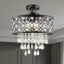 Maxax Round Crystal Chandelier Drum Flush Mount Pendant Ceiling Lighting Fixture for Dining Room, Living Room,Black 5-Lights Maxax Round Crystal Chandelier Drum Flush Mount Pendant Ceiling Lighting Fixture for Dining Room, Living Room,Black 5-Lights