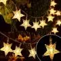 Joyathome Twinkle Star String Lights Battery Operated 17.16 FT 40 LED Warm White Starry Fairy Wall Decor Light for Bedroom Curtain Wedding Party Home Decoration