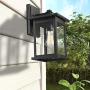 Emliviar Outside Lights for House, 1-Light Outdoor Wall Lantern 14'', Black Finish with Seeded Glass, 1803EW2