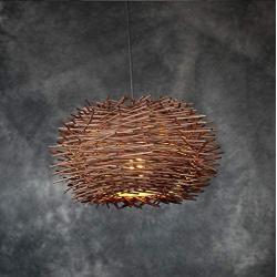 LITFAD Modernism Nest Design Pendant Lighting Indoor Lighting Fixture Rattan Decorative Pendant Lamp in Brown Ceiling Hanging Light with Adjustable Cord for Dining Room Restaurant - 19.5'' (50 cm)