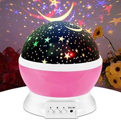 Night Light Creative Led 360° Rotating Star Project Light Night Light Projector Lamp, Star Night Light Boy and Girl Gift, Bedroom and Party Decoration for Romantic Dates (Pink)