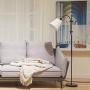 CO-Z Floor Task Lamp with Gooseneck Adjustable, Modern Standing Reading Lamps with White Fabric Shade, 64 Black Floor Lamp for Living Room Bedroom Reading Office Farmhouse Dorm.