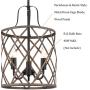 Vintage Kitchen Ceiling Pendant Light,Farmhouse Drum Chandeliers for Dining Room,Adjustable Height,Wood Finish,3-Light